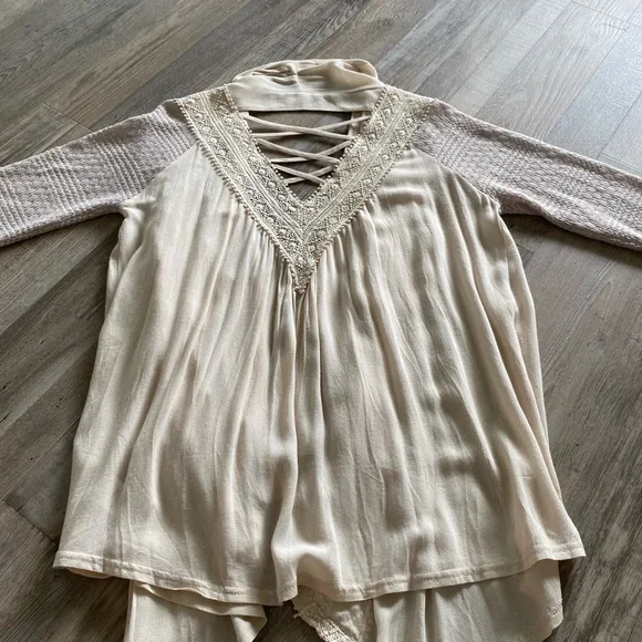 Miss Me Cream Drape Collar Cardigan- Size S - Picture 5 of 16